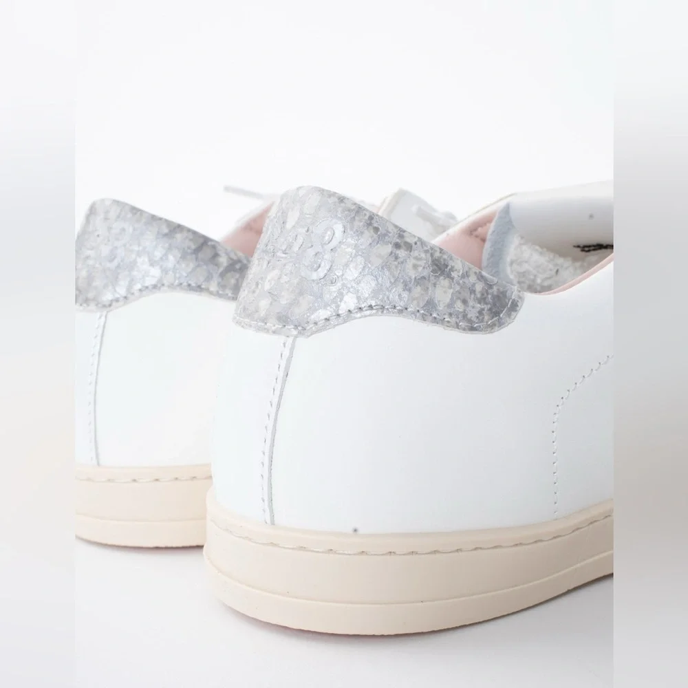 P448 John Silver White Sneakers with Pink Soles & Gray Laces - Size 37 - Picture 7 of 16